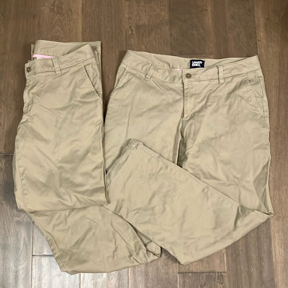 Lands' End Khaki school uniform pants Trousers women’s size 6 two pair